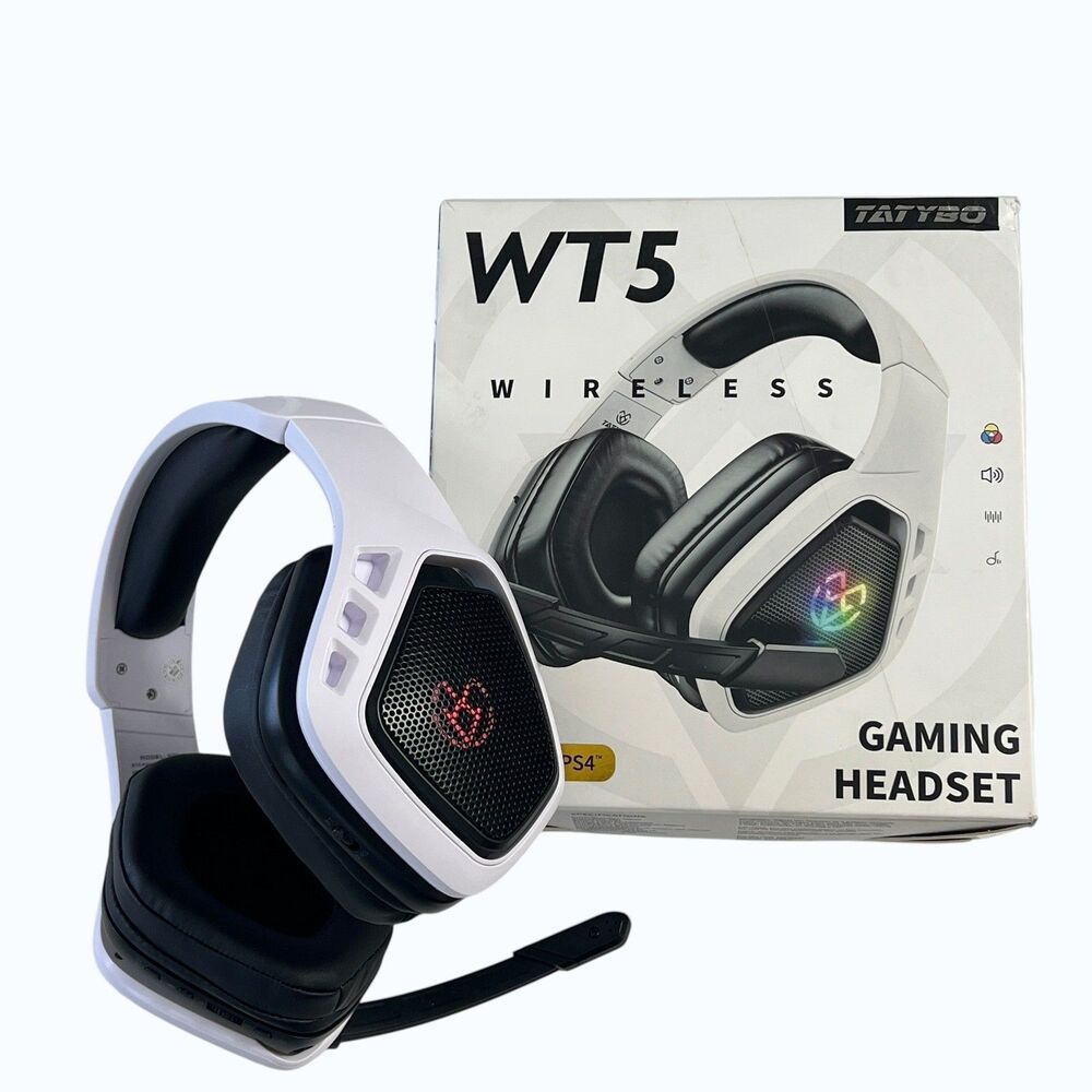 Tatybo WT5 Wireless Gaming Headset White RGB 7.1 Surround Sound PC PS4 PS5 - Picture 16 of 16